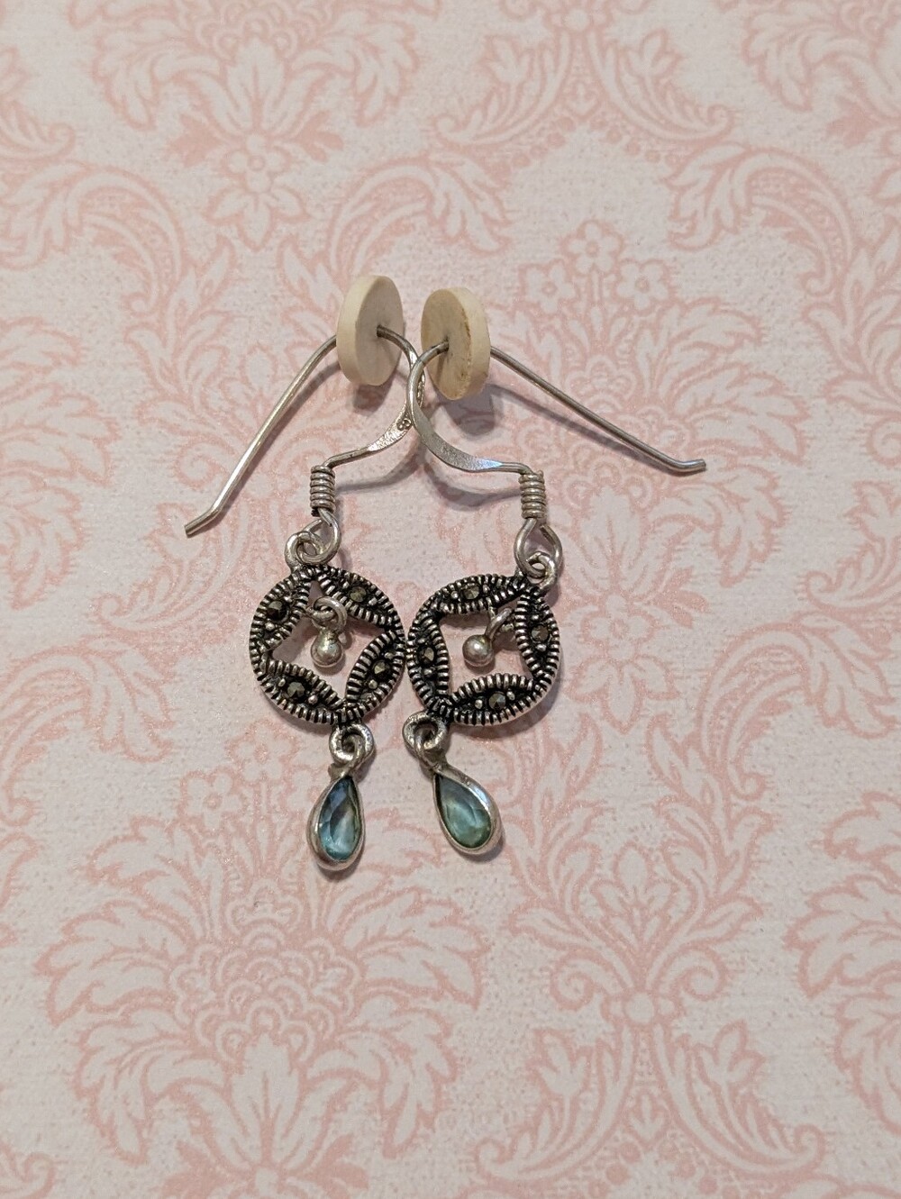 Delicate Silver Earrings with Petite Blue Teardrop Stones